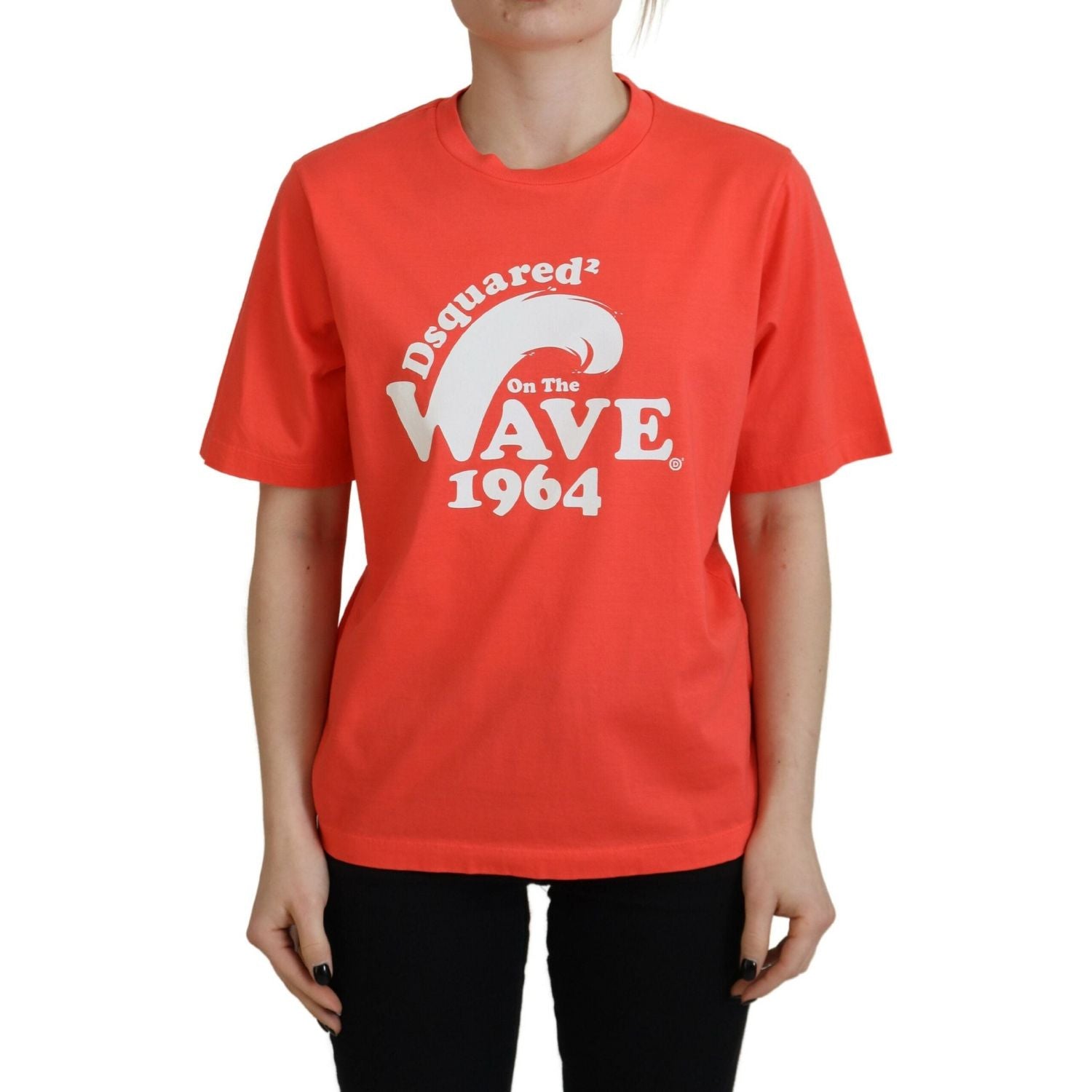 橙色徽标棉质圆领短袖 T 恤