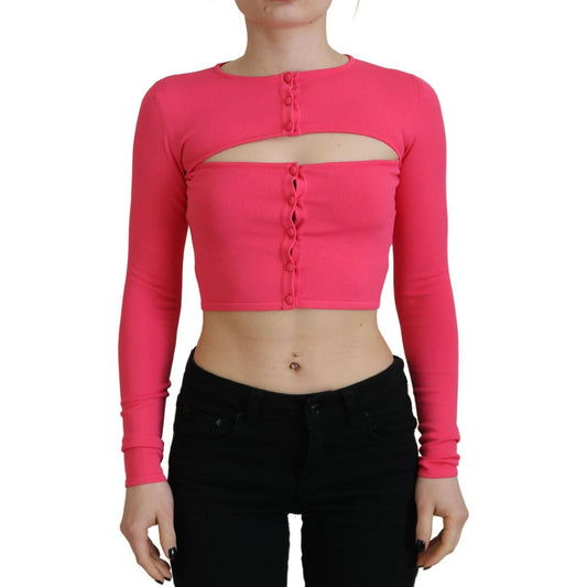 Dsquared² Pink Viscose Knit Open Chest Long Sleeves Top Dsquared²