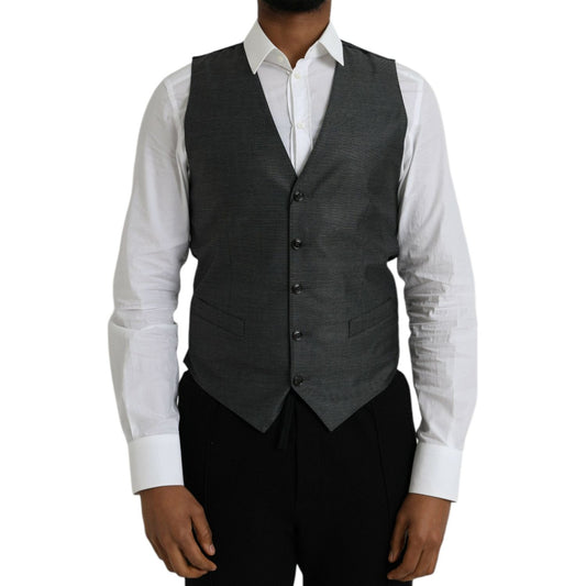 Gray Wool Formal Dress Waistcoat Vest