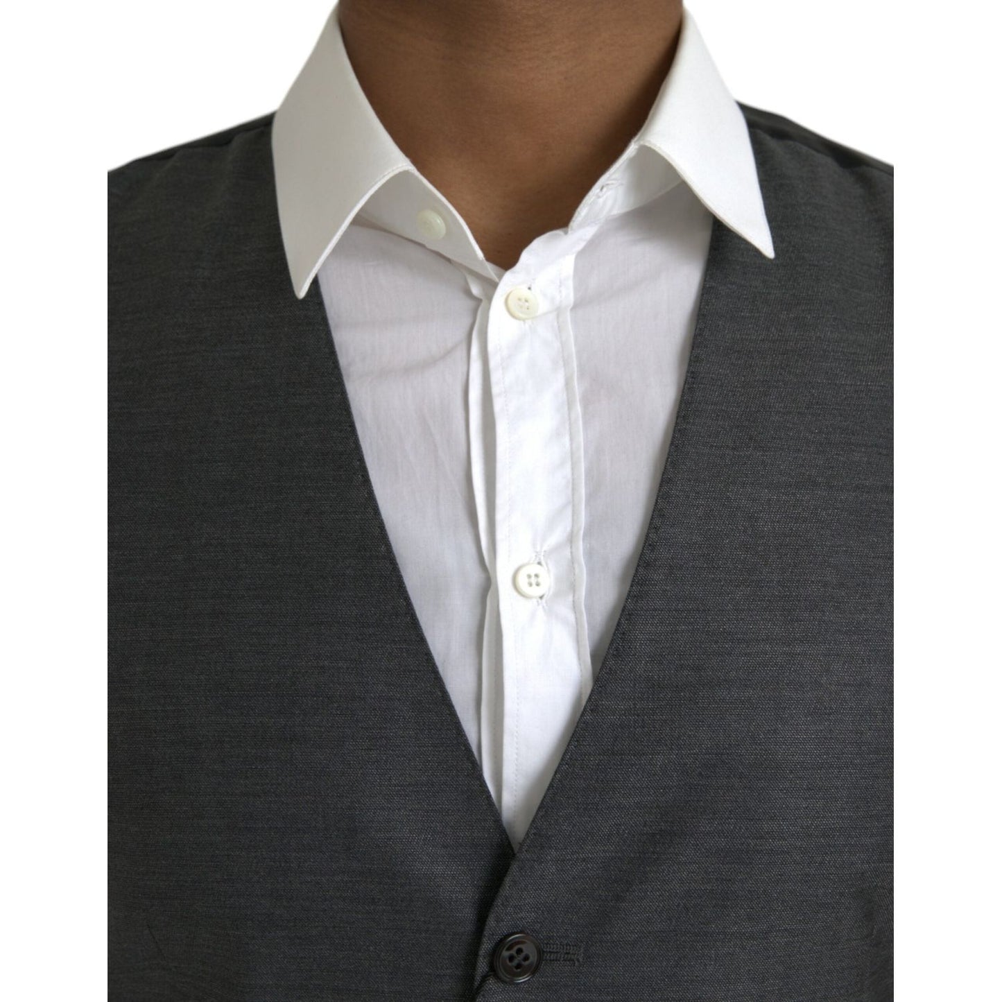 Dolce & Gabbana Gray Wool Formal Dress Waistcoat Vest Dolce & Gabbana