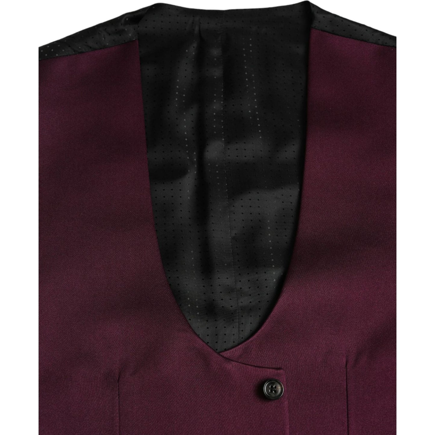 Dolce & Gabbana Maroon Satin Silk Waistcoat Dress Formal Vest Dolce & Gabbana