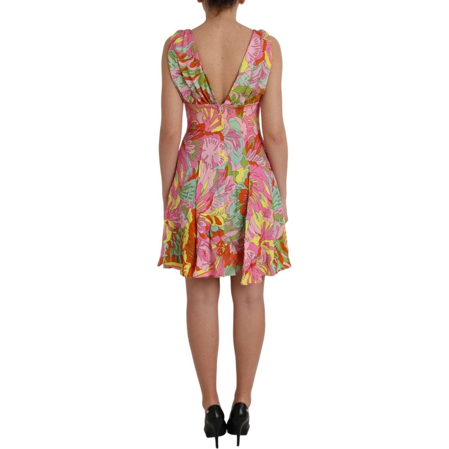 Dolce & Gabbana Multicolor Floral Silk A-Line Dress Dolce & Gabbana