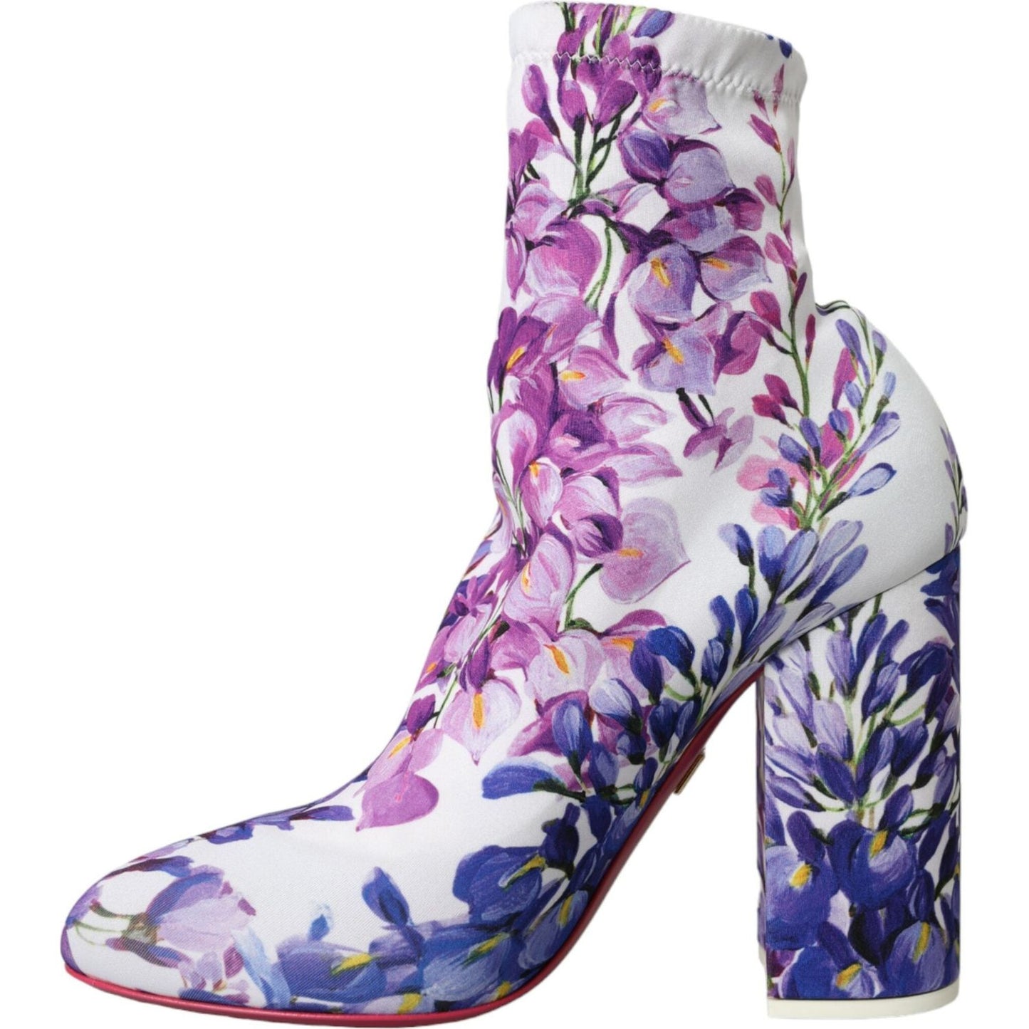 Dolce & Gabbana White Floral Jersey Stretch Boots Shoes Dolce & Gabbana