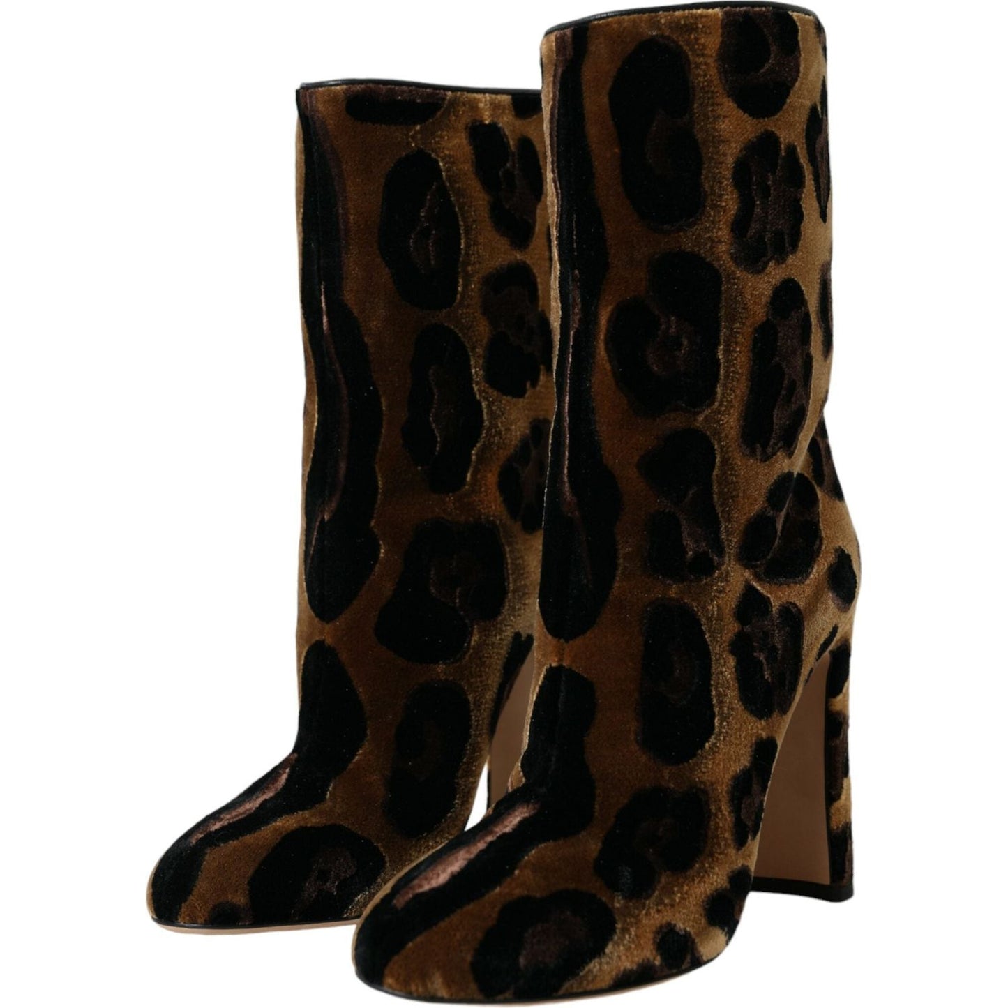 Dolce & Gabbana Brown Giraffe Leather Mid Calf Boots Shoes Dolce & Gabbana