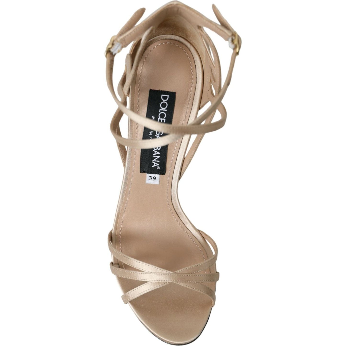 Dolce & Gabbana Beige Leather Strappy Heels Sandals Shoes Dolce & Gabbana