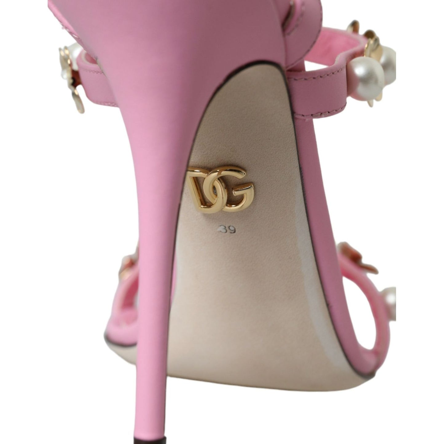 Dolce & Gabbana Pink Leather Embellished Heels Sandals Shoes Dolce & Gabbana