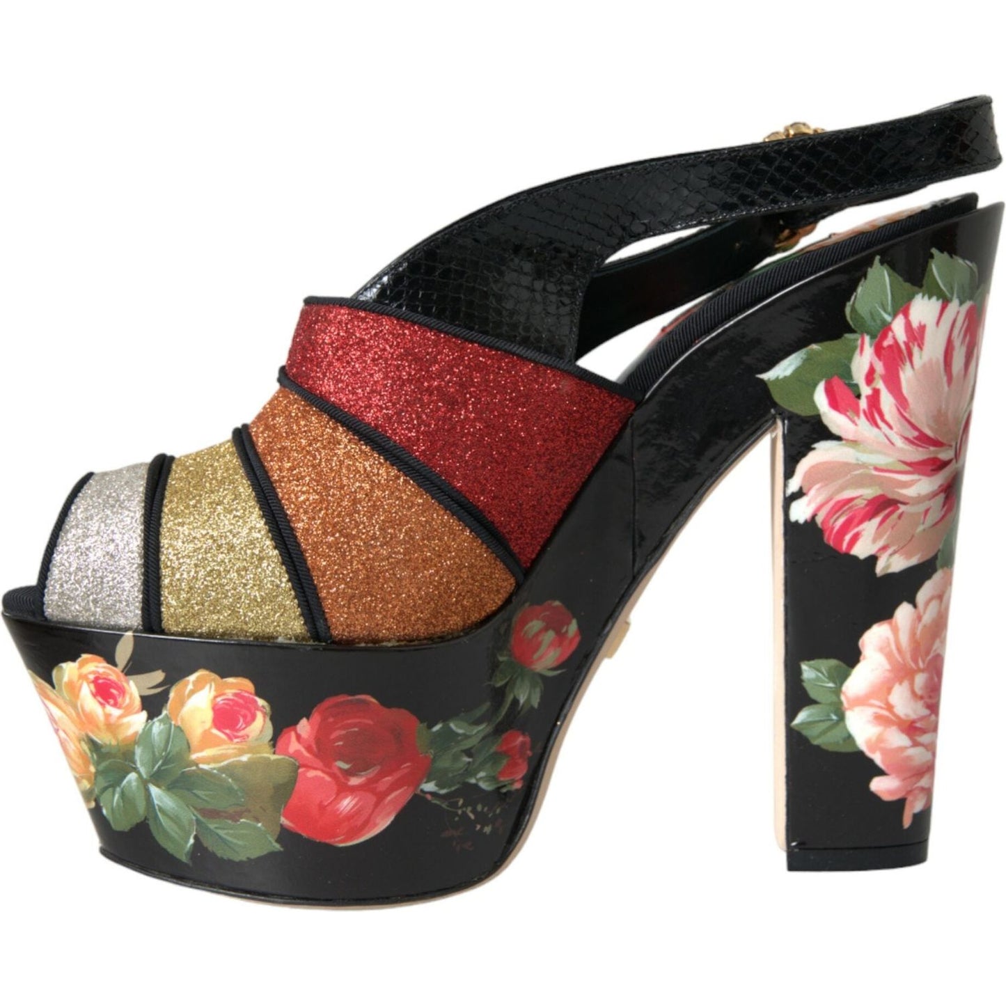 Dolce & Gabbana Multicolor Floral Crystal Platform Sandals Shoes Dolce & Gabbana