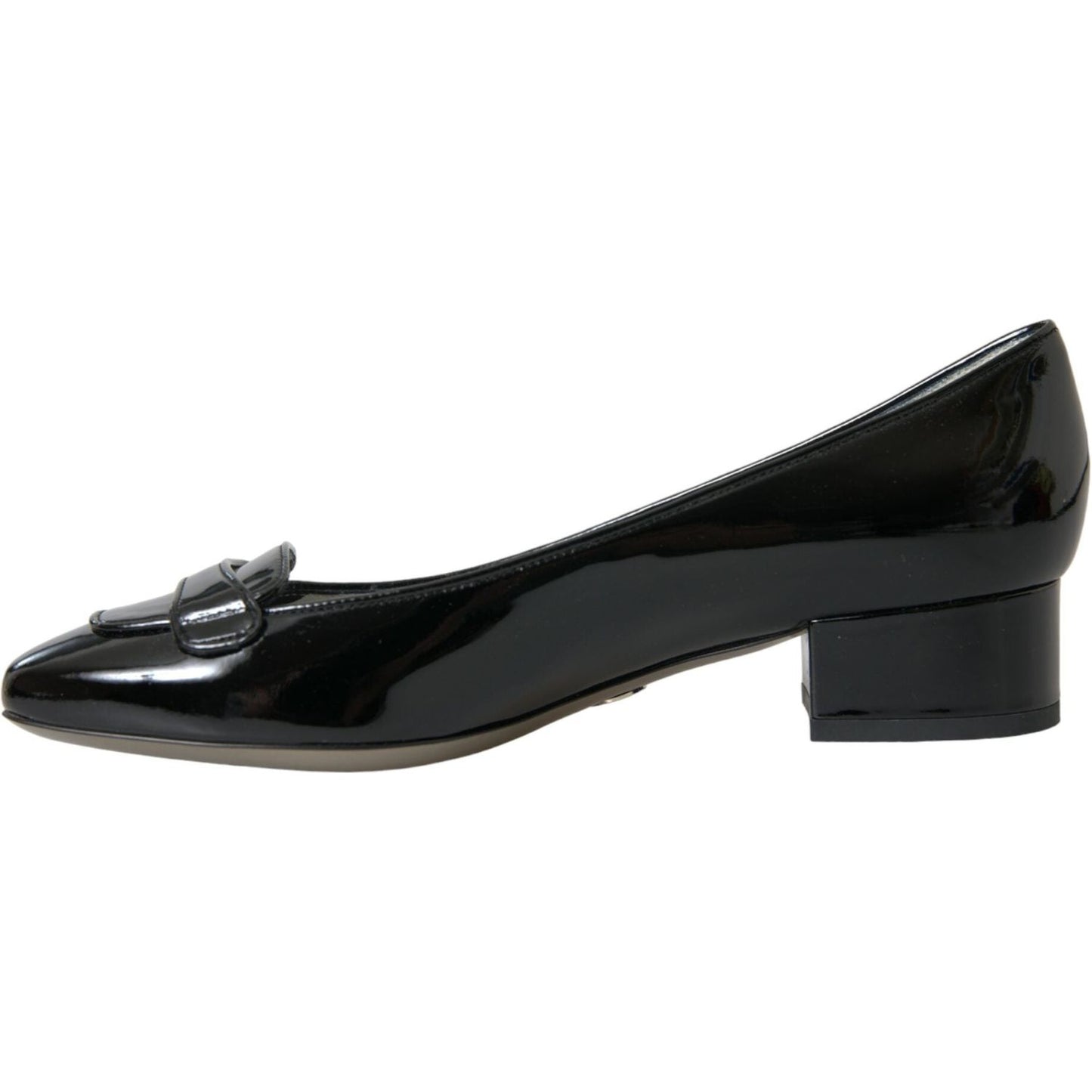 Dolce & Gabbana Black Patent Leather Block Heels Pumps Shoes Dolce & Gabbana