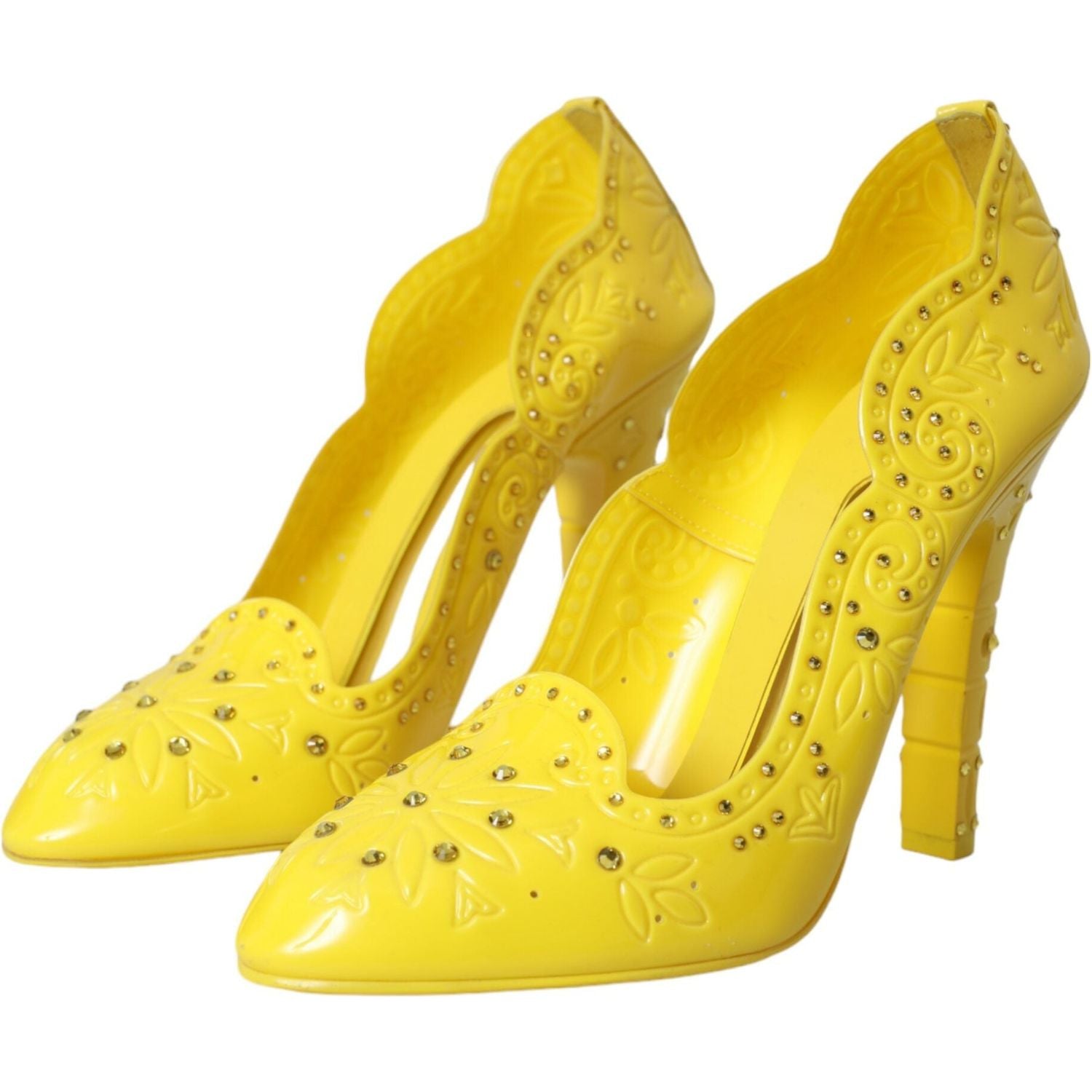 Dolce & Gabbana Yellow Crystal CINDERELLA Heels Pumps Shoes