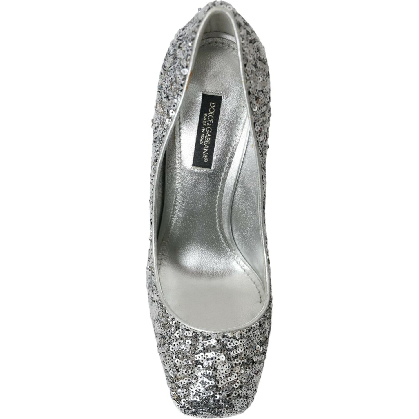 Dolce & Gabbana Silver Sequin Embellished Heels Pumps Shoes Dolce & Gabbana