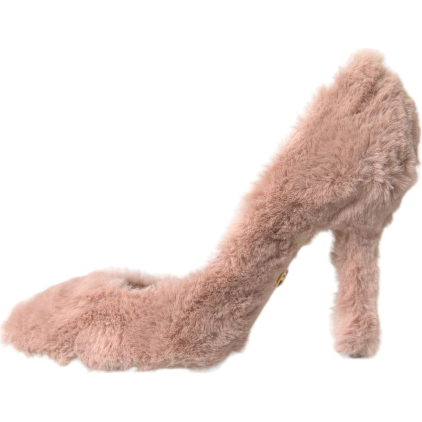 Dolce & Gabbana Light Pink Faux Fur Heels Pumps Shoes Dolce & Gabbana