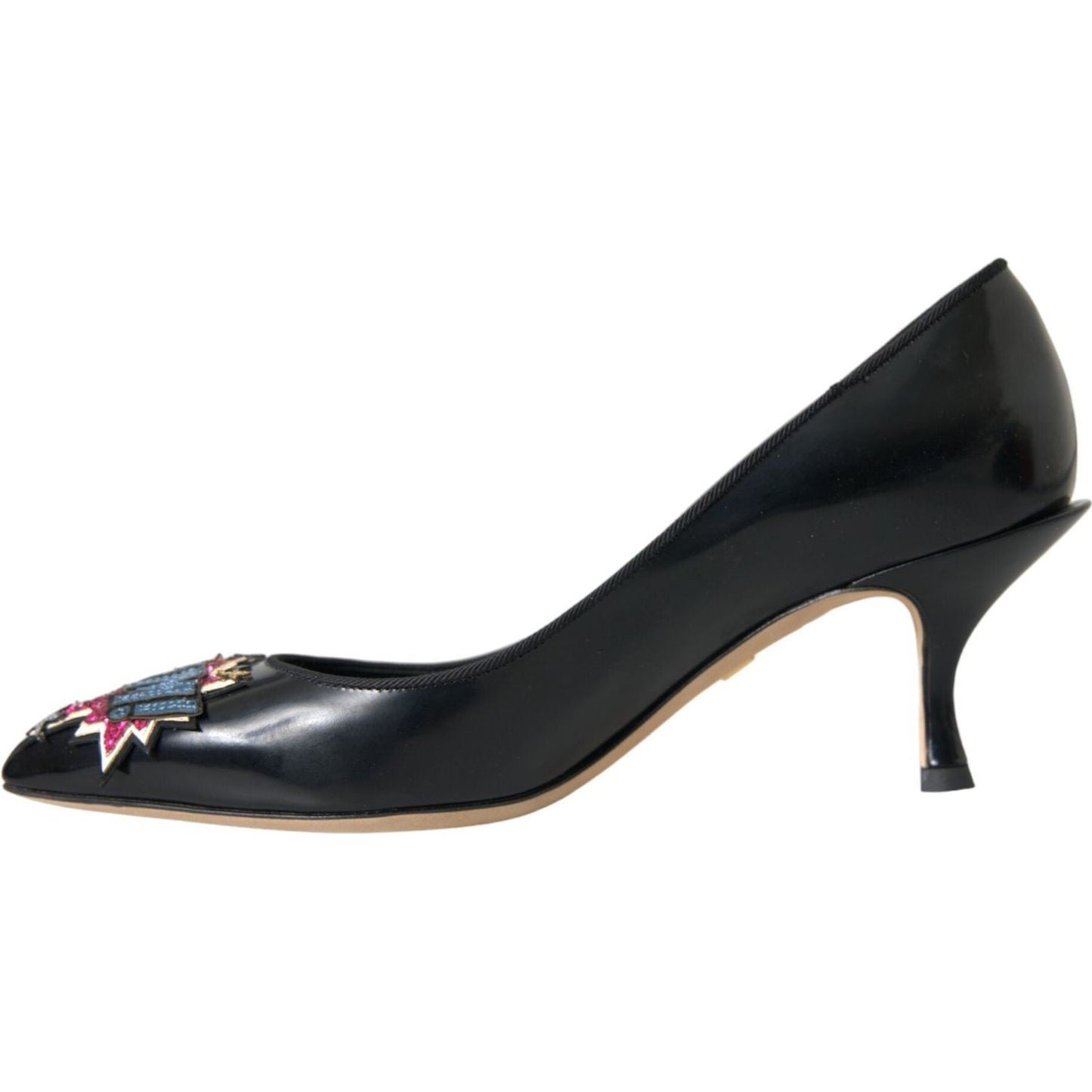 Dolce & Gabbana Black Leather BOOM Patch Heels Pumps Shoes Dolce & Gabbana