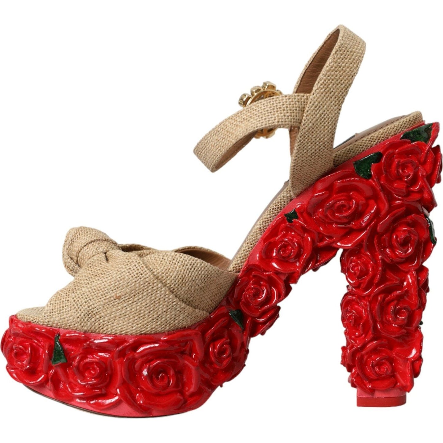 Dolce & Gabbana Red Roses Crystal Platform Sandals Shoes Dolce & Gabbana