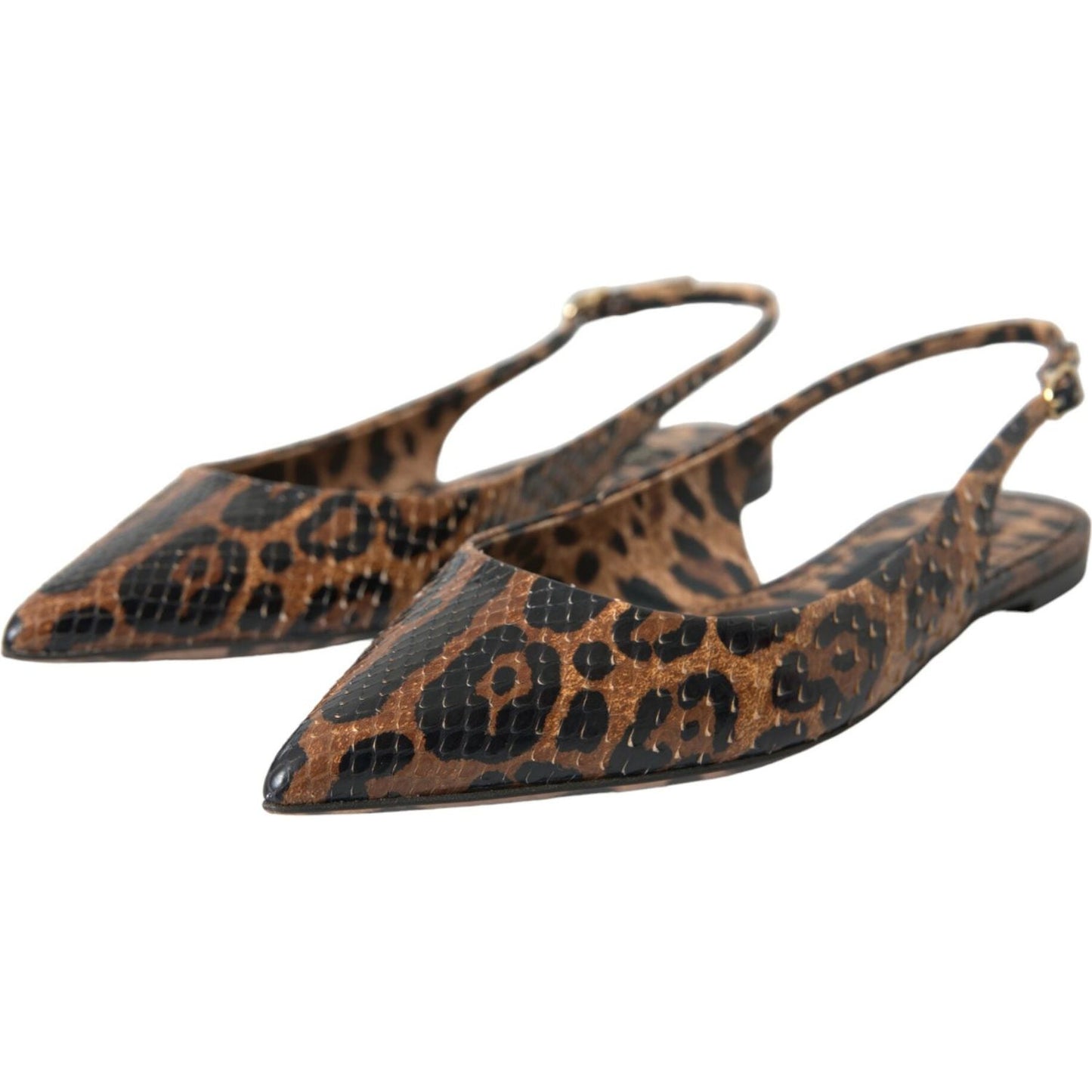 Dolce & Gabbana Brown Leopard Exotic Skin Slingback Shoes Dolce & Gabbana