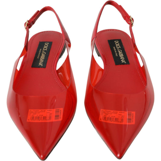 Dolce & Gabbana Red PVC Slingback Clear Flats Sandals Shoes Dolce & Gabbana