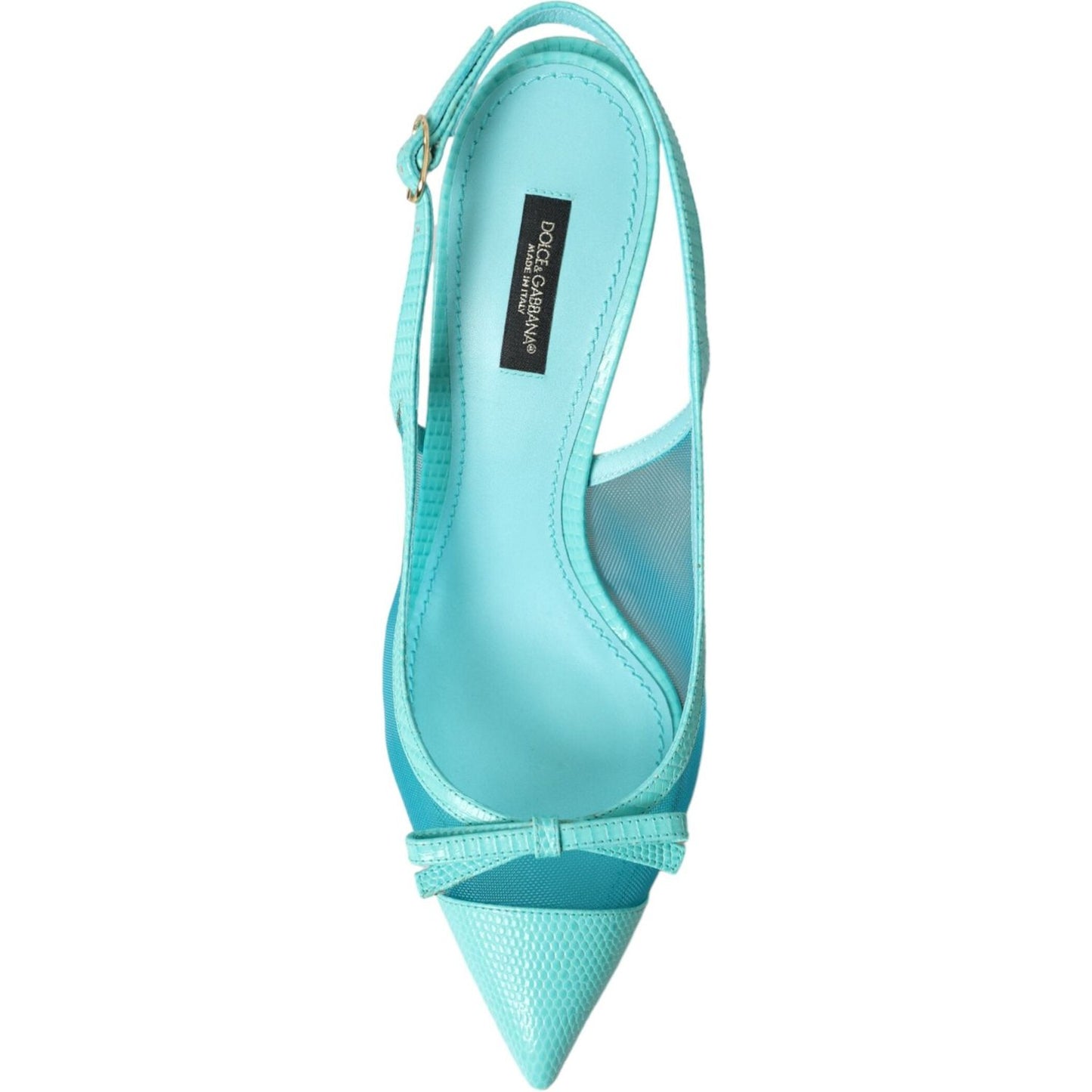 Dolce & Gabbana Blue Leather Mesh High Heels Slingback Shoes Dolce & Gabbana