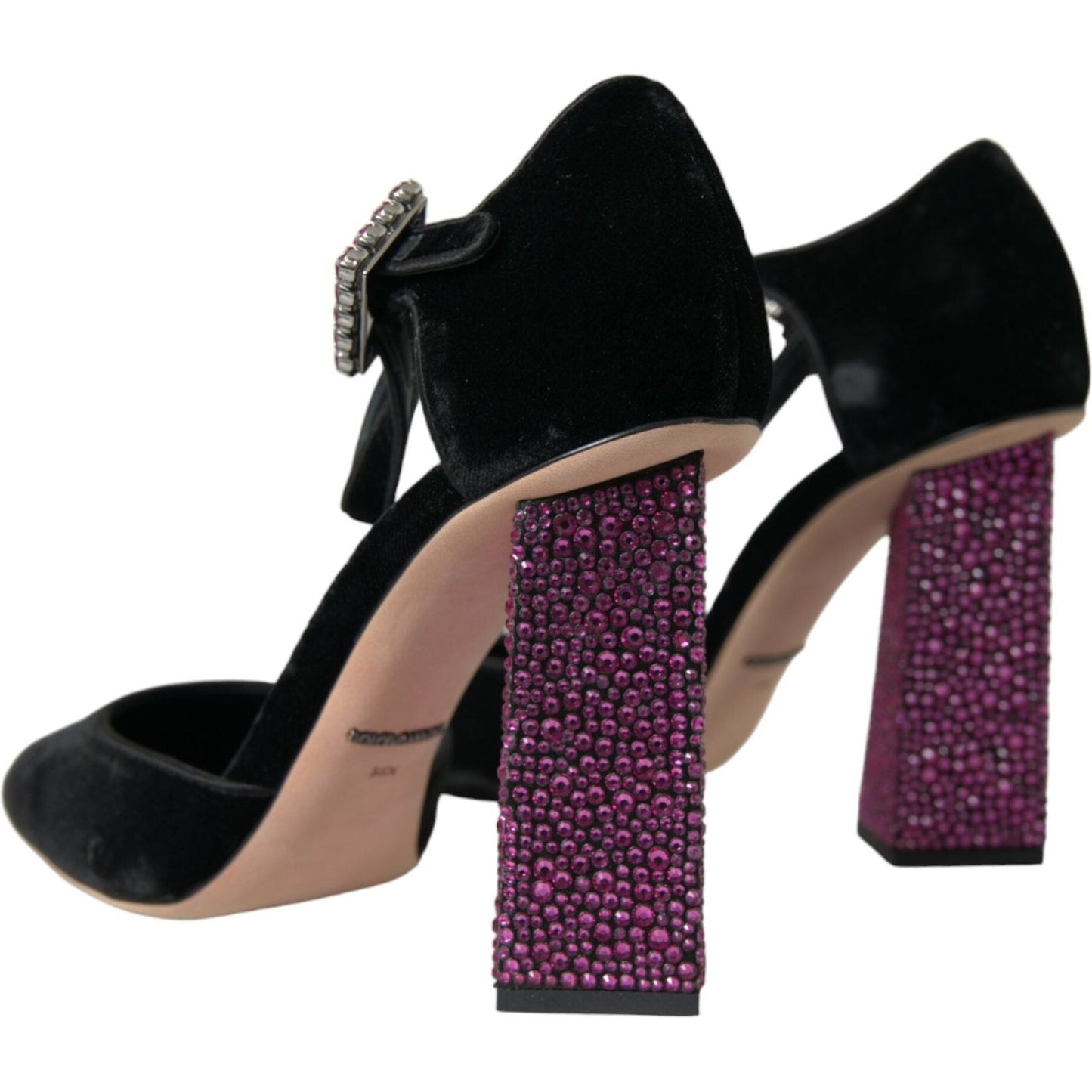 Dolce & Gabbana Black Velvet Strass Crystal Mary Janes Shoes Dolce & Gabbana