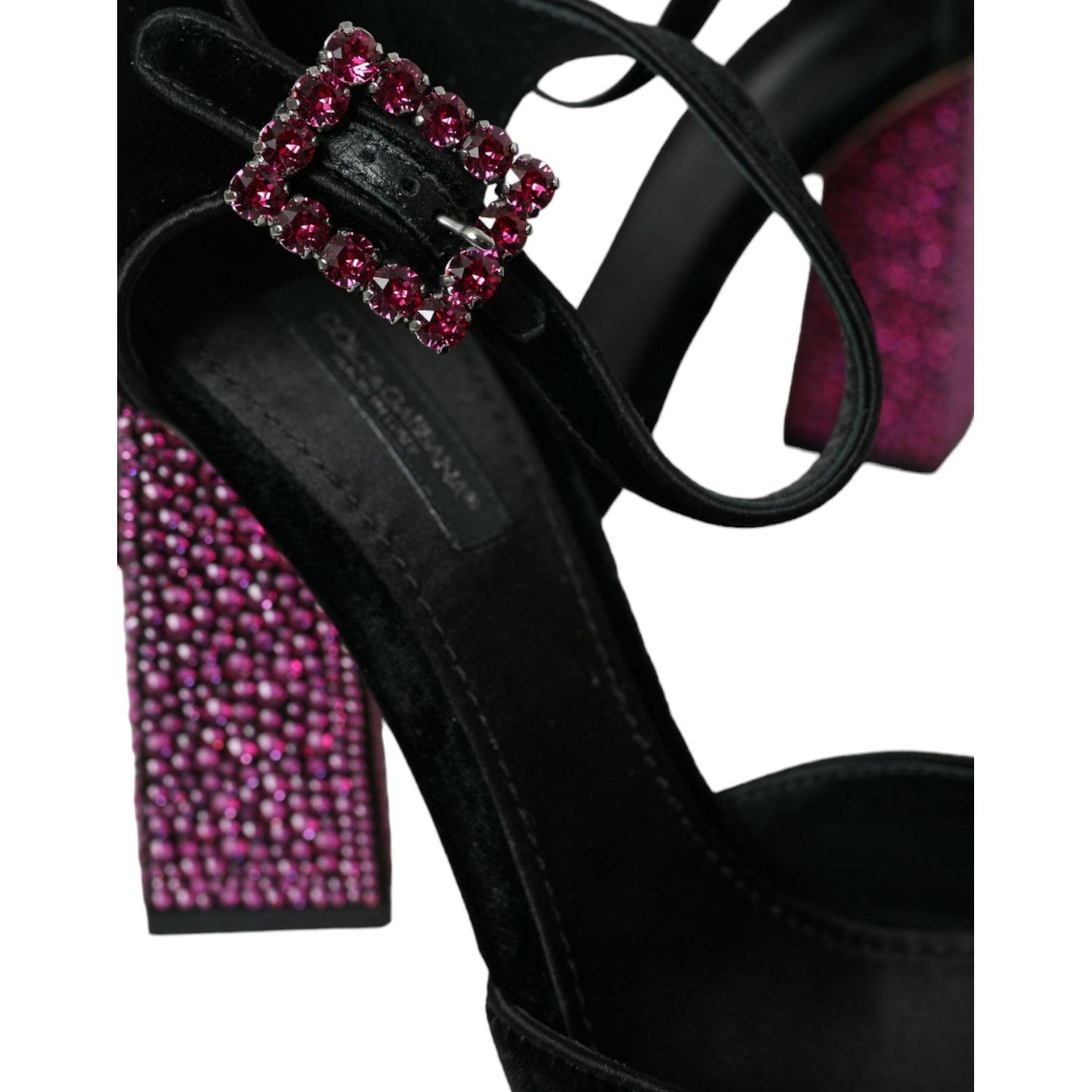 Dolce & Gabbana Black Velvet Strass Crystal Mary Janes Shoes Dolce & Gabbana