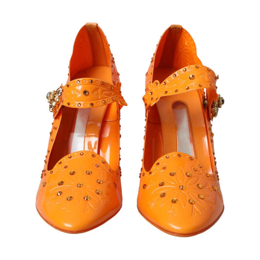 Dolce & Gabbana Orange CINDERELLA Floral Crystal Pumps Shoes Dolce & Gabbana