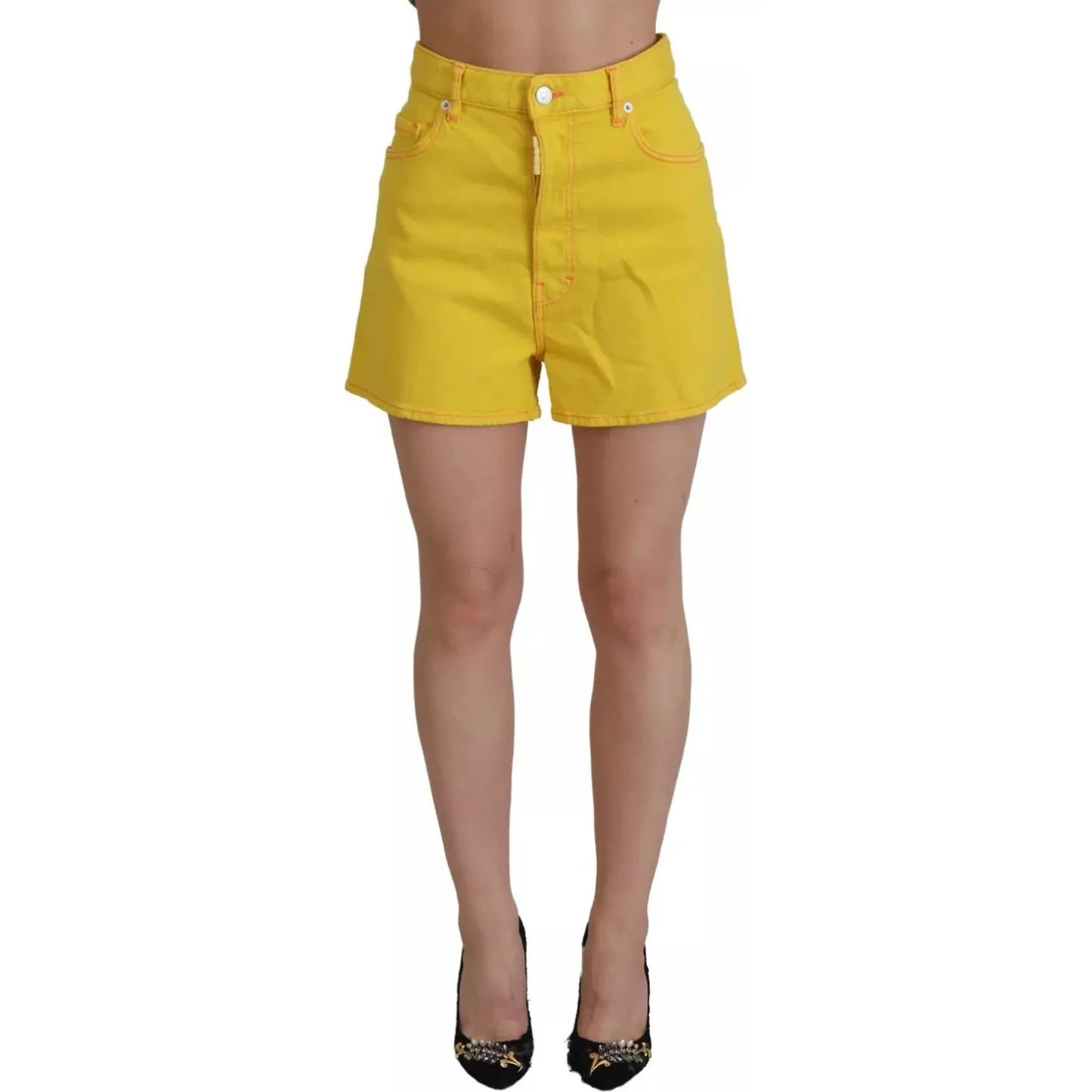 Dsquared² Yellow Cotton High Waist Baggy Women Hotpants Shorts Dsquared²