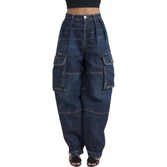 Dsquared² Blue High Waist Cotton Cargo Baggy Denim Jeans Dsquared²