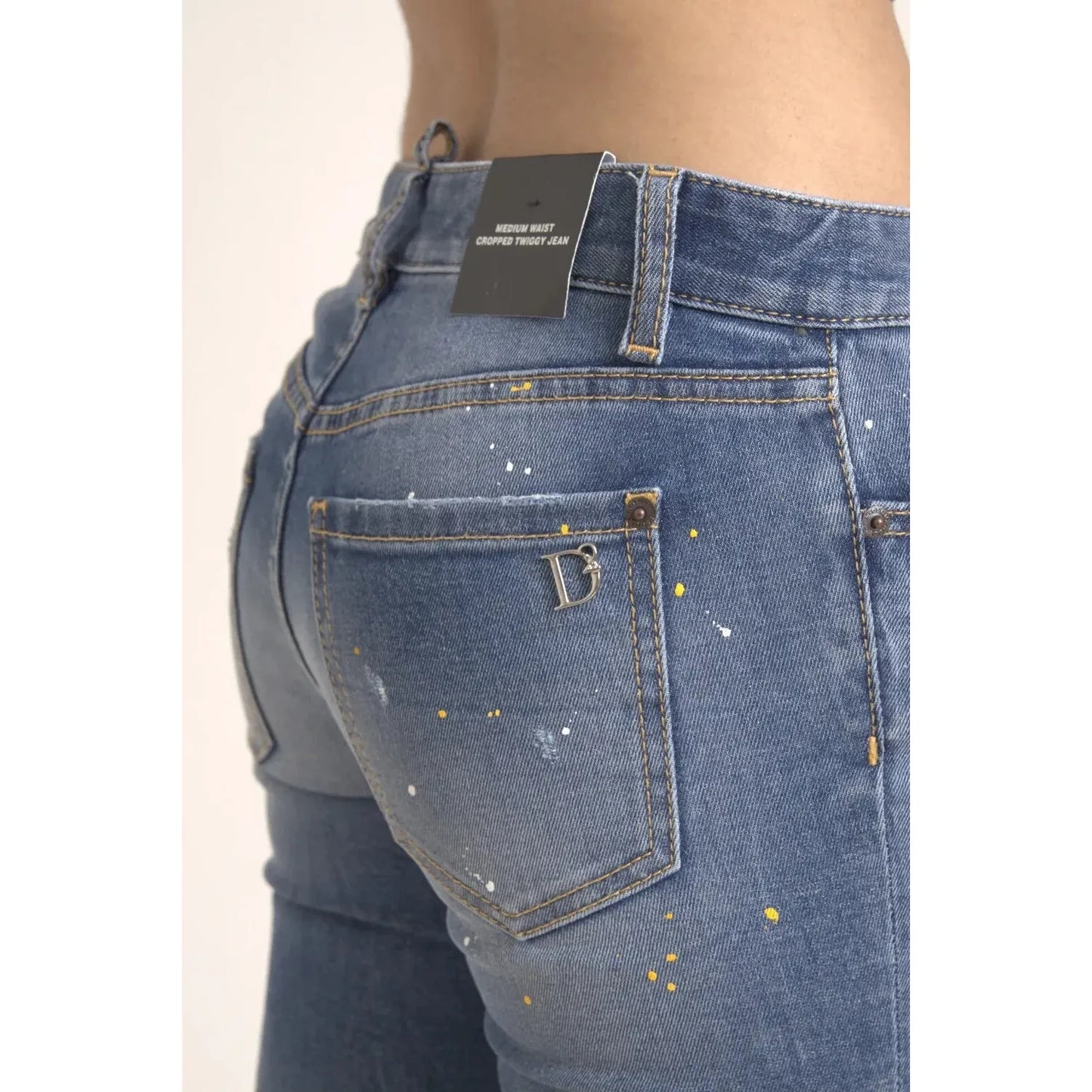 Dsquared² Blue Mid Waist Cropped Twiggy Denim Jeans Dsquared²