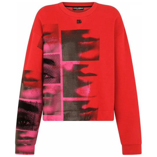 Dolce & Gabbana Red Cotton Sweater Dolce & Gabbana