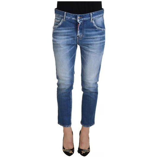 Dsquared² Blue Cotton Low Waist Cropped Cool Girl Denim Jeans Dsquared²