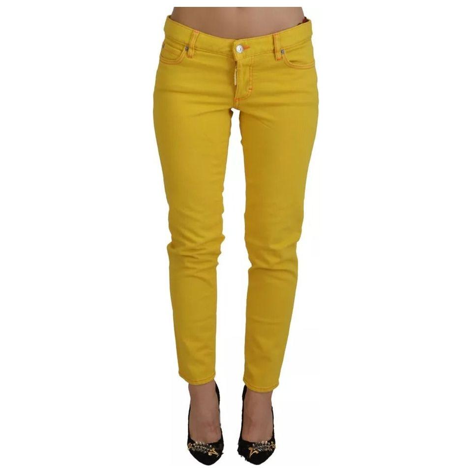 Dsquared² Yellow Cotton Low Waist Cropped Jennifer Denim Jeans Dsquared²