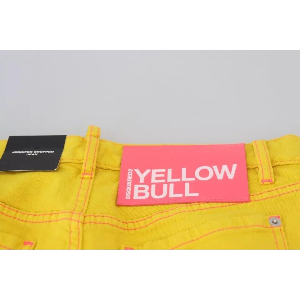 Dsquared² Yellow Cotton Low Waist Cropped Jennifer Denim Jeans Dsquared²