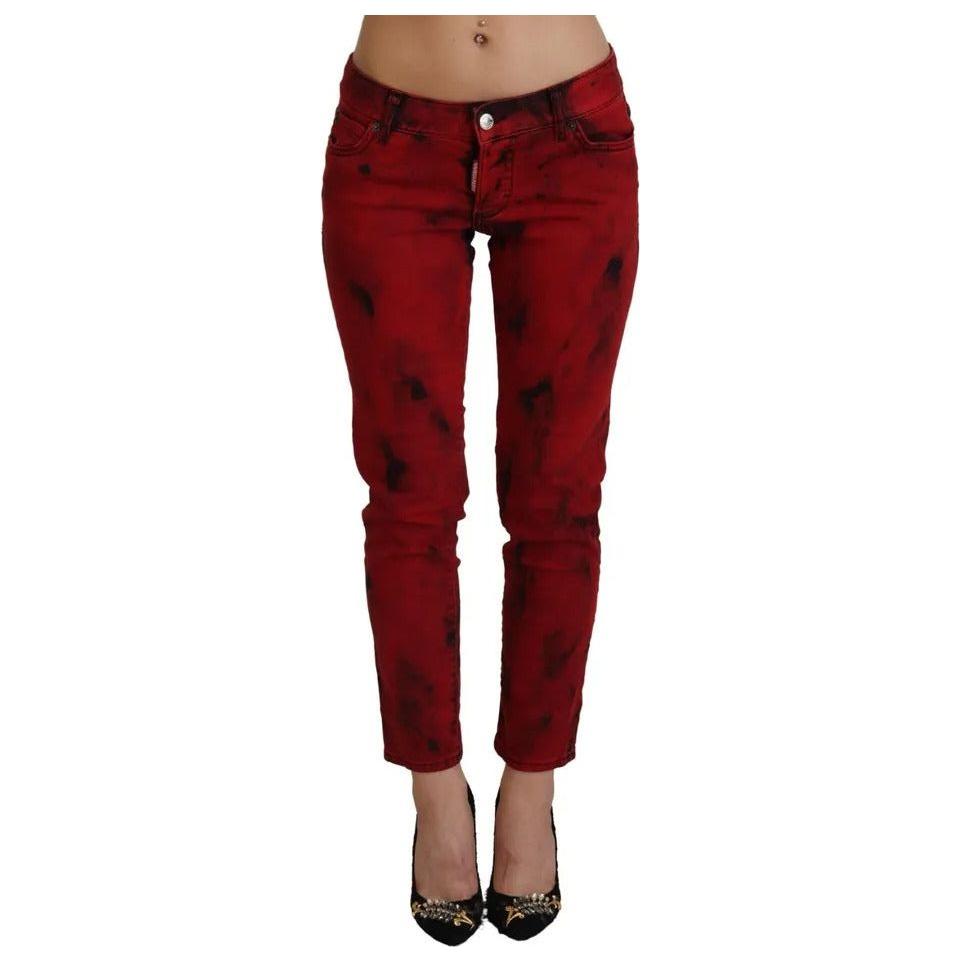 Dsquared² Red Low Waist Cotton Stretch Skinny Pants Dsquared²