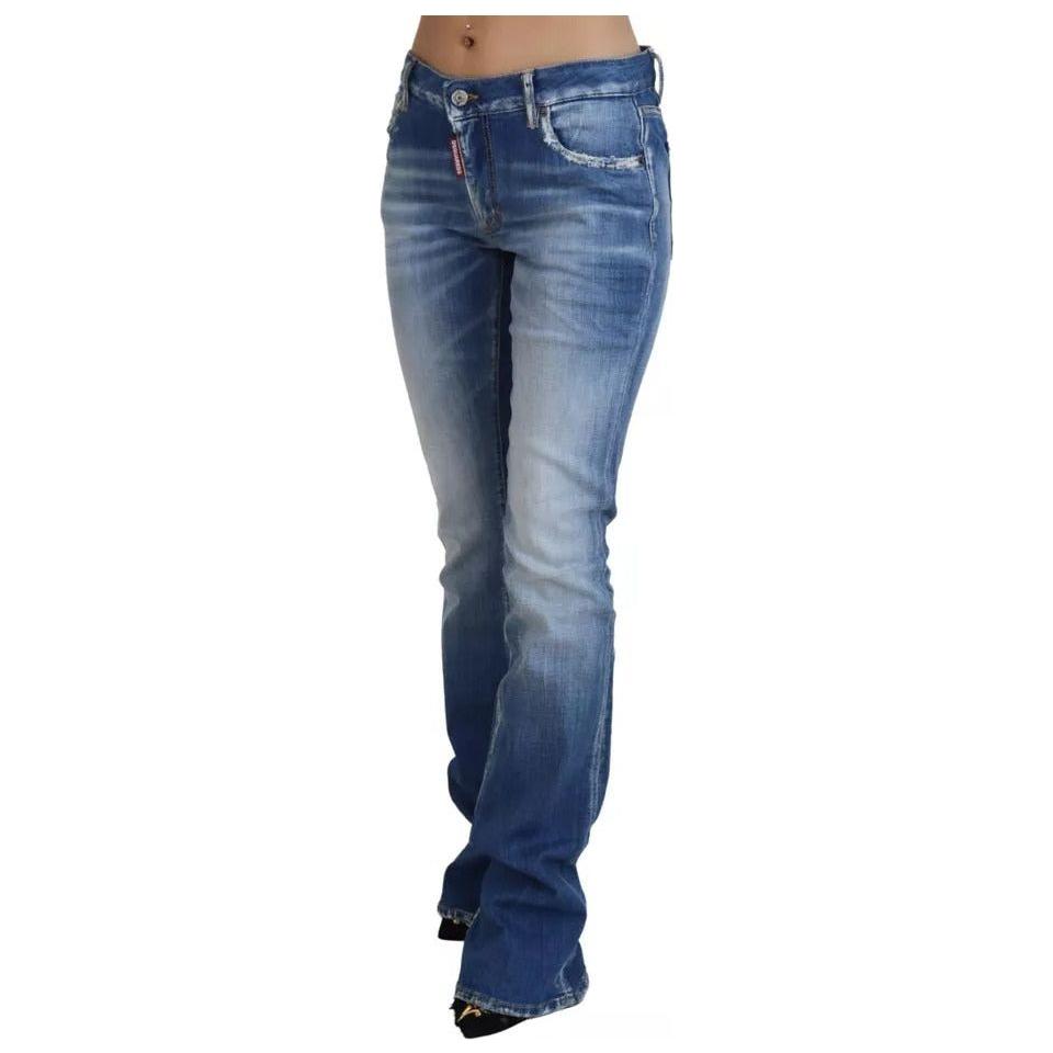 Dsquared² Blue Washed Cotton Mid Waist Flared Denim Jeans Dsquared²