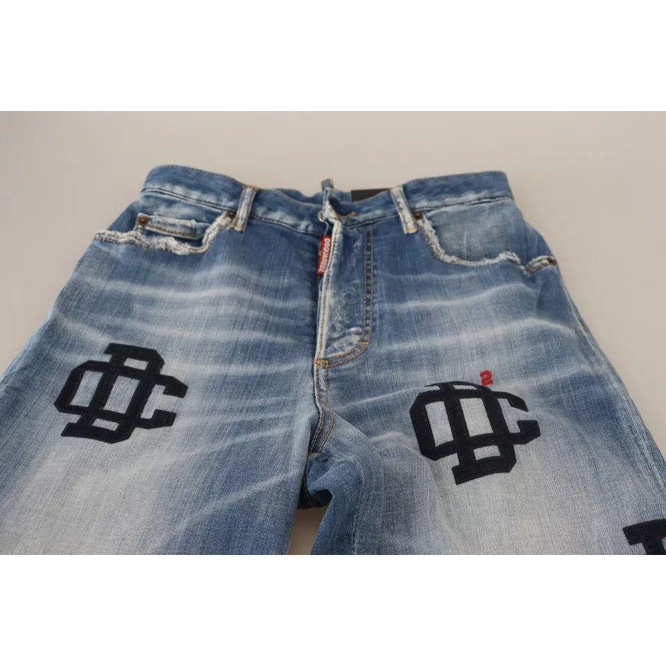 Dsquared² Blue Washed High Waist Straight Denim Boston Jeans Dsquared²