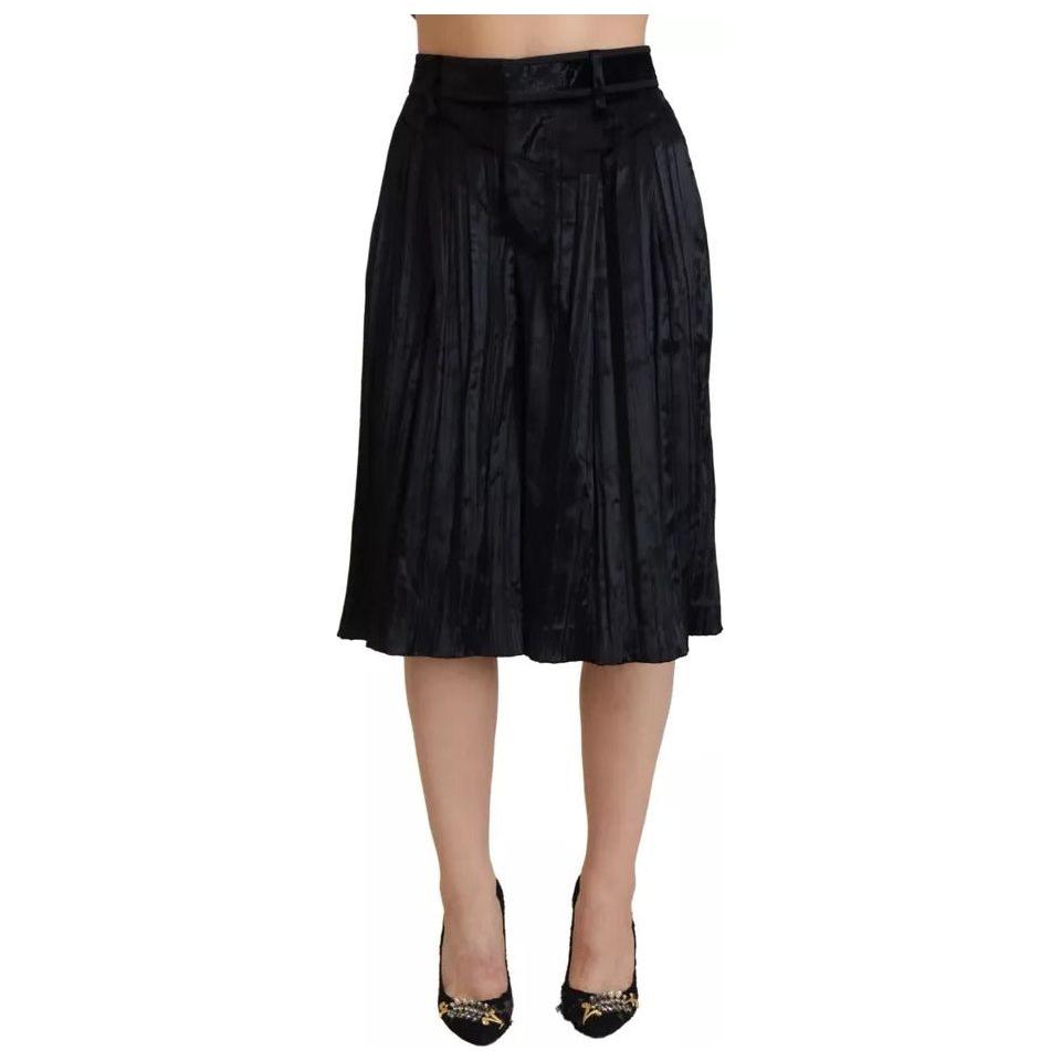 Dsquared² Black Pleated High Waist Wide Leg Cropped Pants Dsquared²