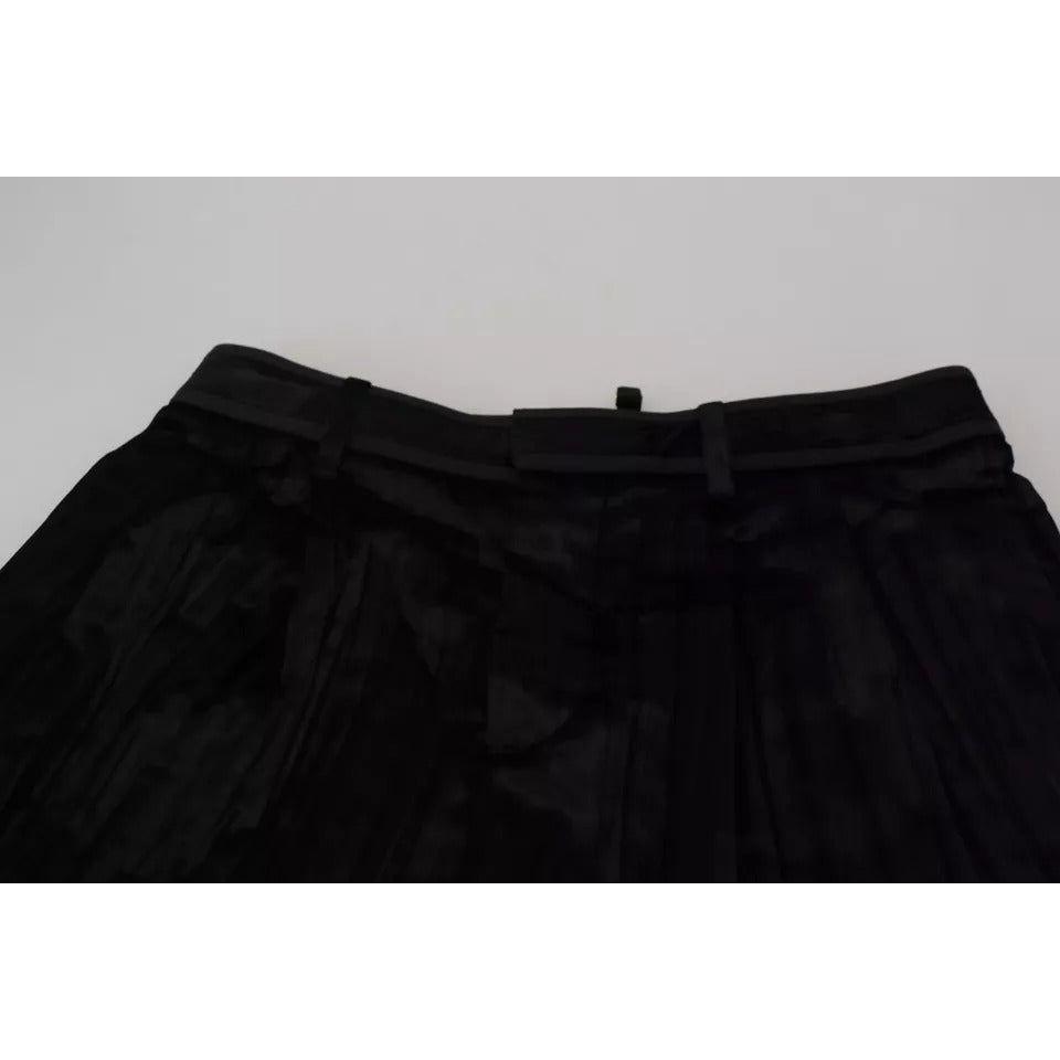 Dsquared² Black Pleated High Waist Wide Leg Cropped Pants Dsquared²