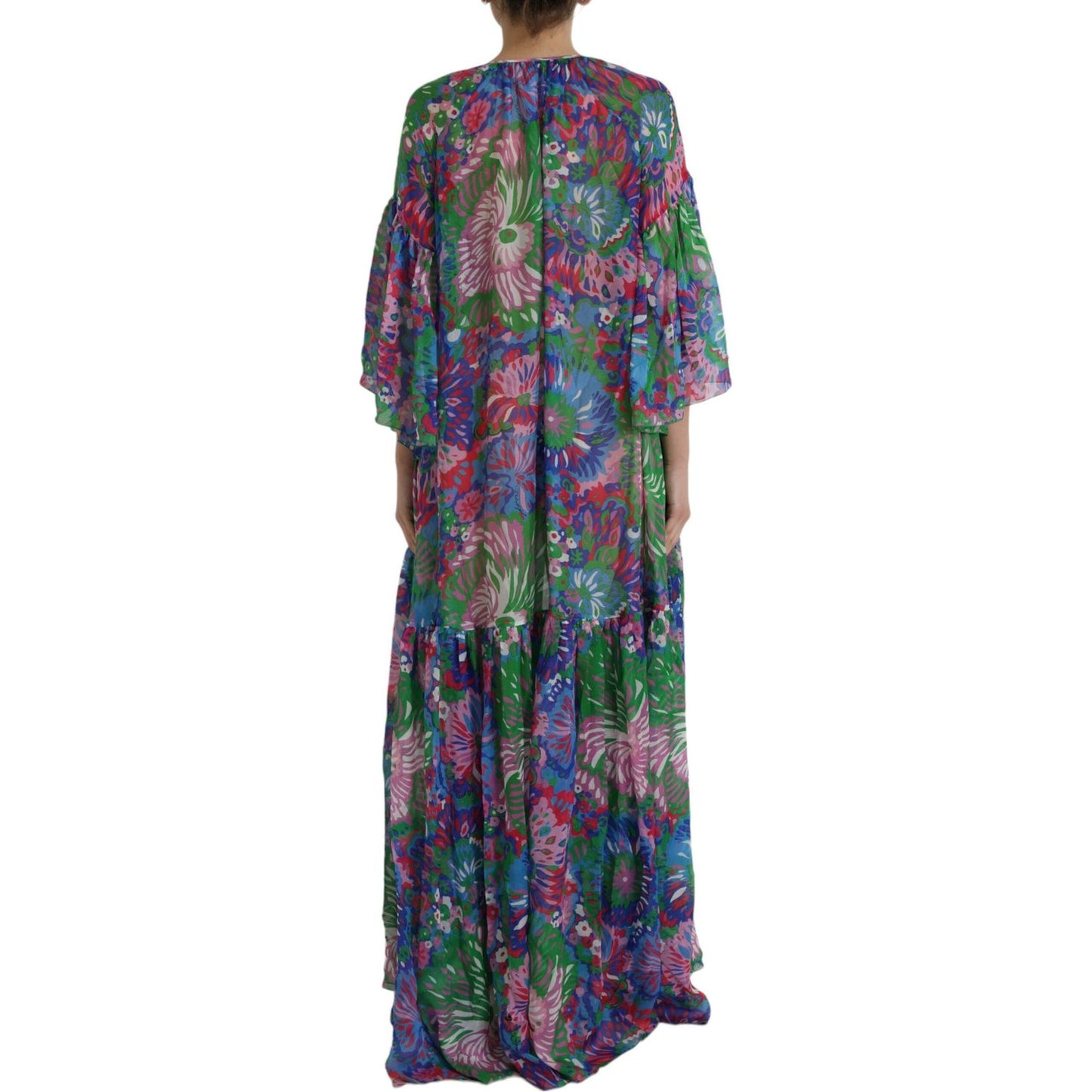 Dolce & Gabbana Multicolor Floral Silk Kaftan Maxi Dress Dolce & Gabbana