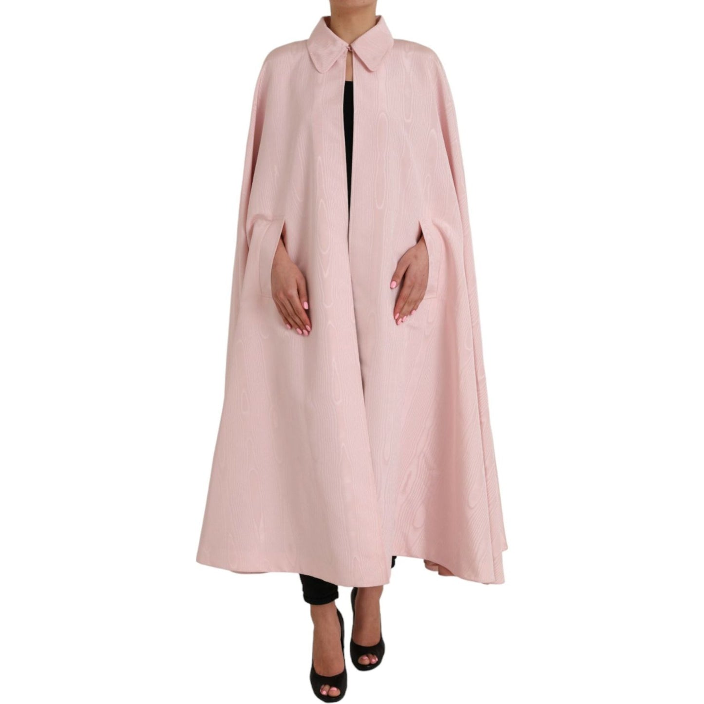 Dolce & Gabbana Light Pink Silk Long Maxi Cape Coat Jacket Dolce & Gabbana