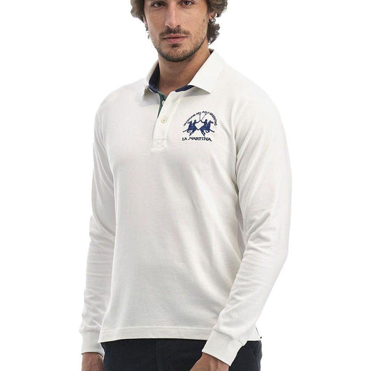 La Martina White Cotton Polo Shirt La Martina