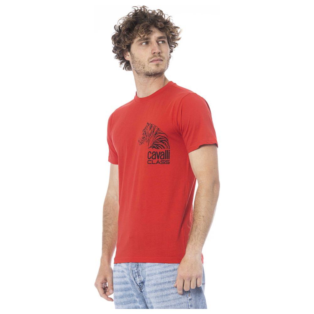 Cavalli Class Red Cotton Men T-Shirt Cavalli Class