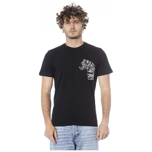 Cavalli Class Black Cotton Men T-Shirt Cavalli Class