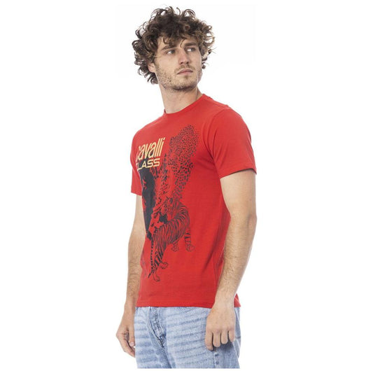 Cavalli Class Red Cotton Men T-Shirt Cavalli Class