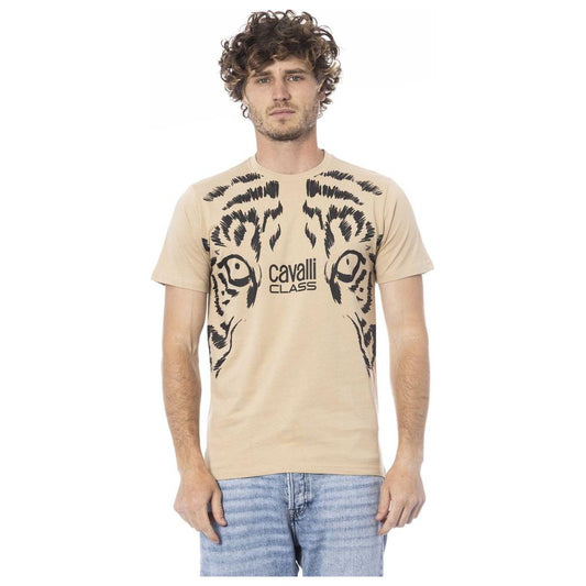 Cavalli Class Beige Cotton T-Shirt Cavalli Class