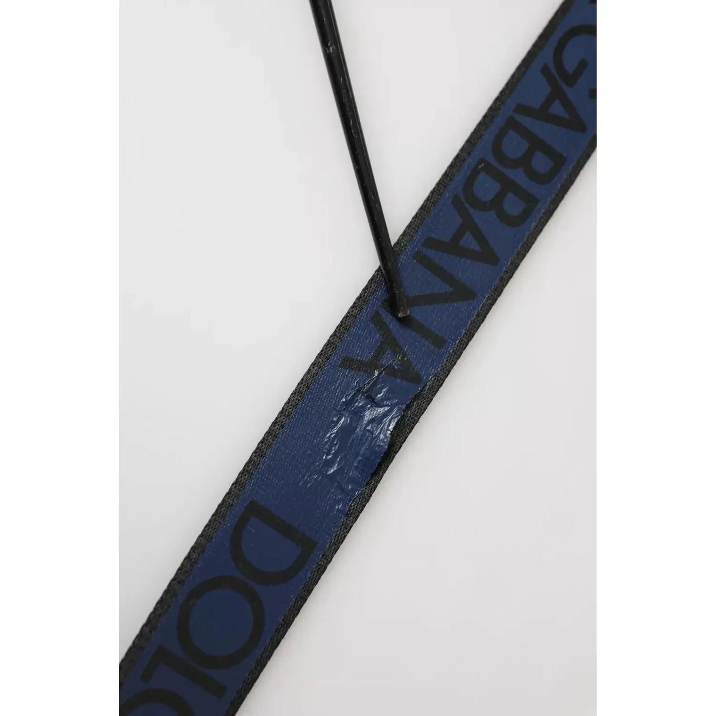 Dolce & Gabbana Black Blue Logo Silver Metal Buckle Belt Dolce & Gabbana