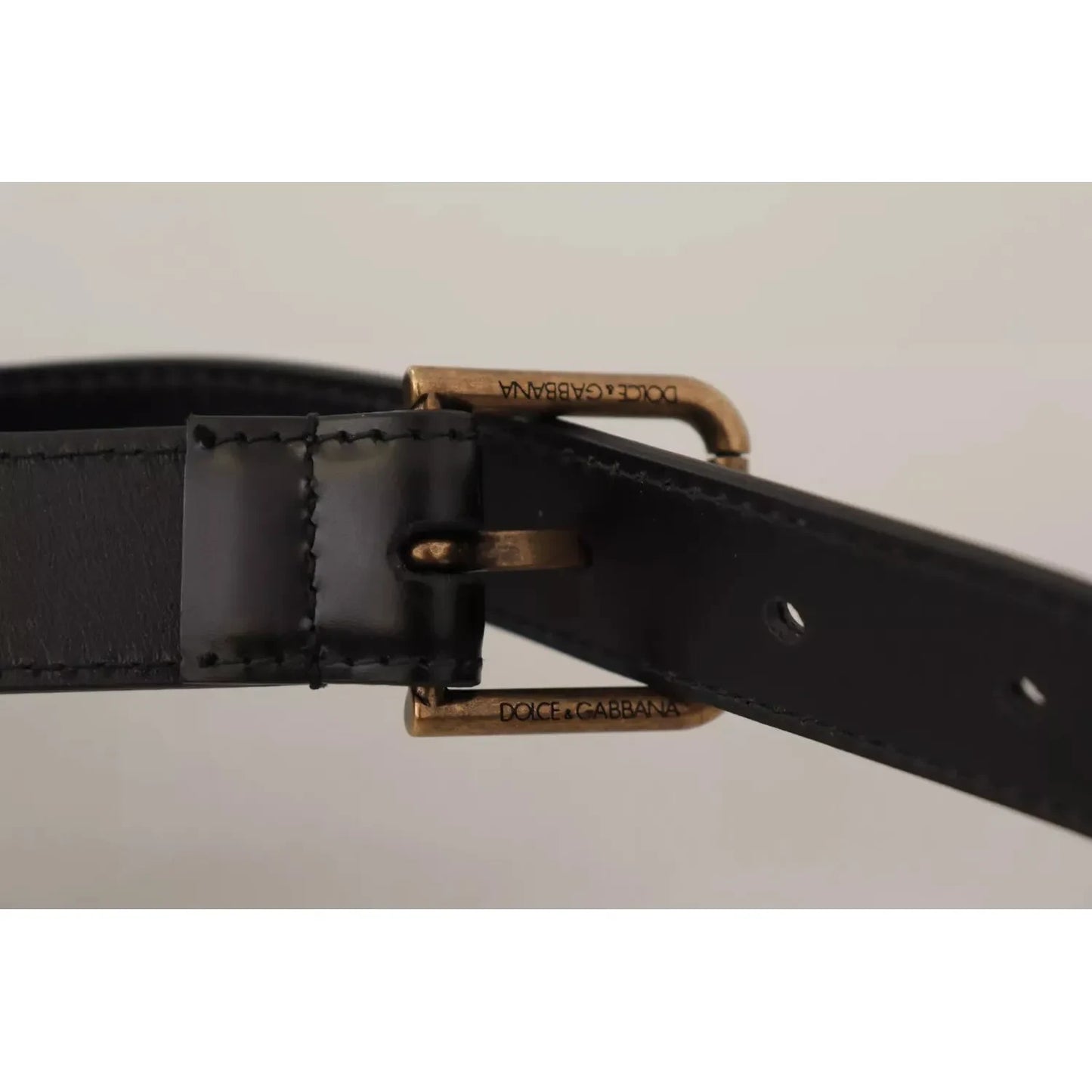 Dolce & Gabbana Black Classic Calf Leather Vintage Metal Buckle Belt Dolce & Gabbana