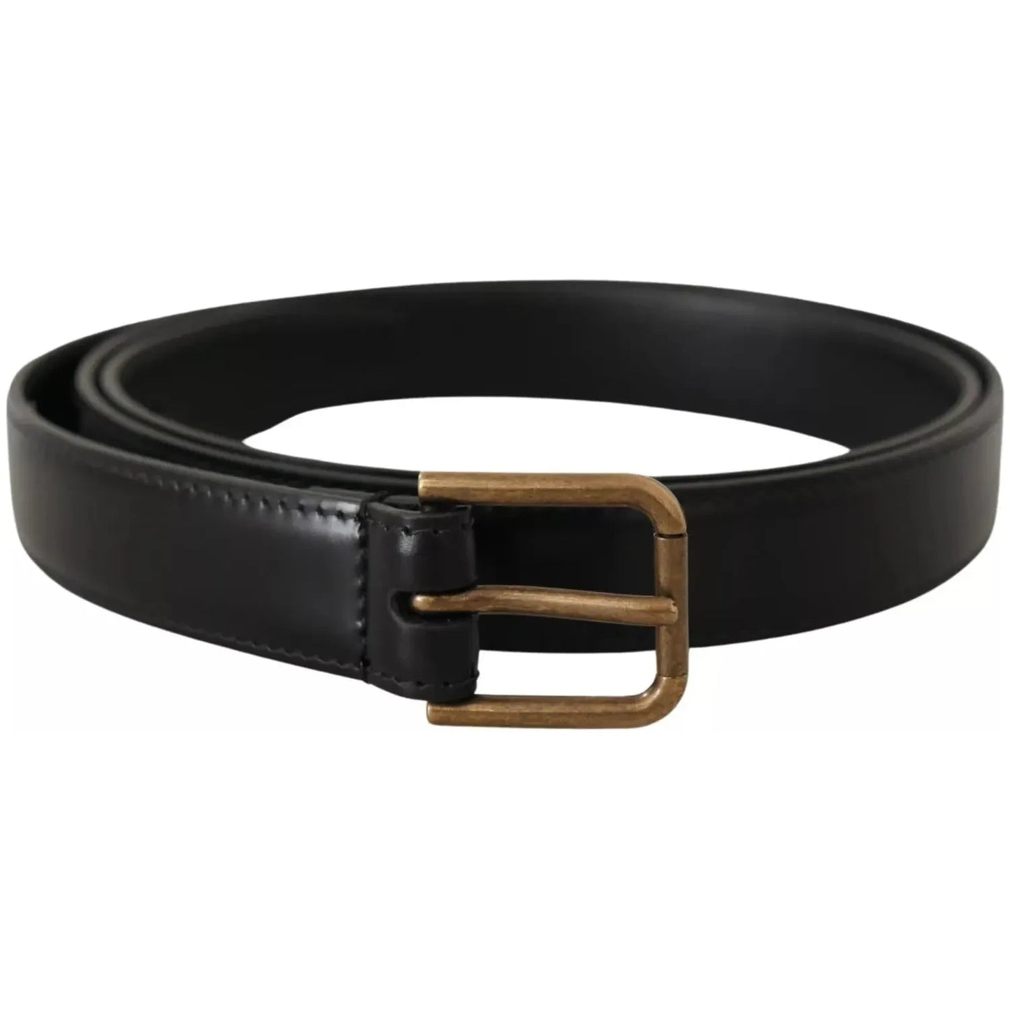 Dolce & Gabbana Black Classic Calf Leather Vintage Metal Buckle Belt Dolce & Gabbana