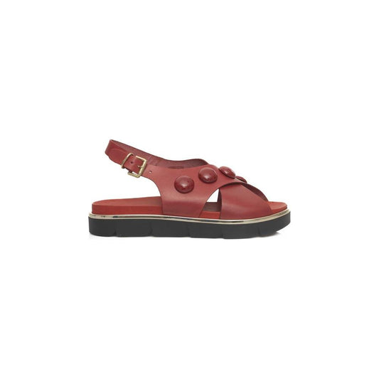 Cerruti 1881 Red Leather Women Sandal Cerruti 1881