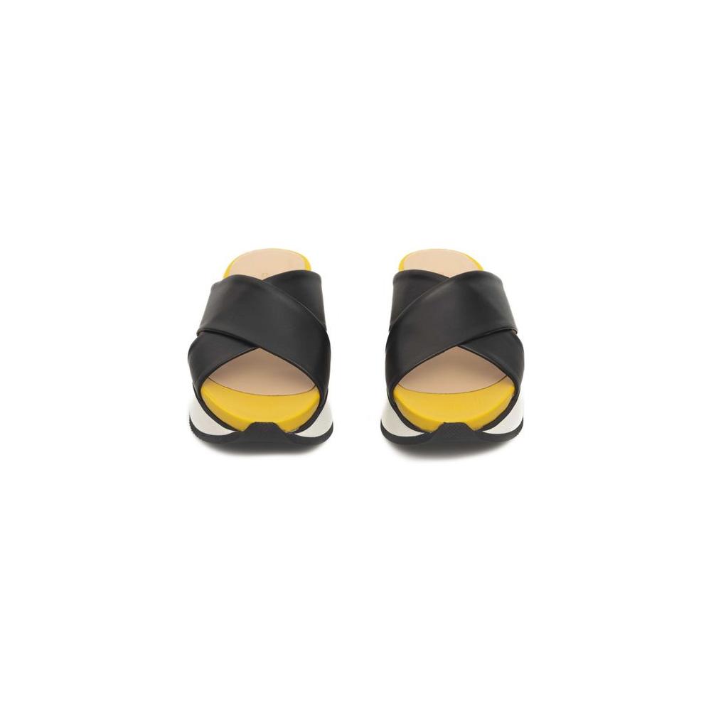 Cerruti 1881 Black Calfskin Women Sandal