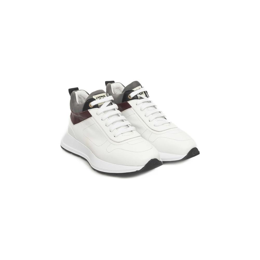 Cerruti 1881 White Leather Women Platform Sneaker Cerruti 1881