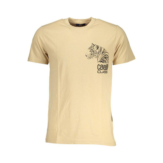 Cavalli Class Beige Cotton T-Shirt Cavalli Class