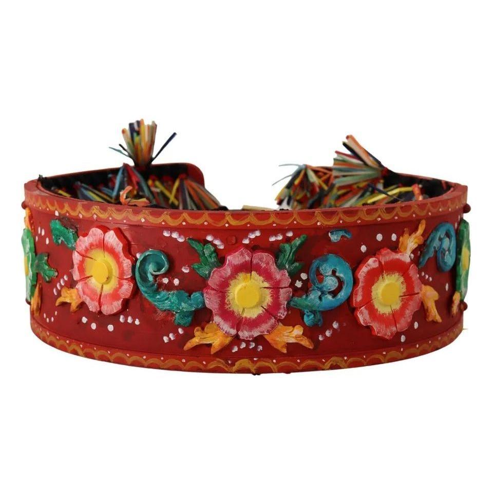 Dolce & Gabbana Multicolor Floral Wide Waist Carretto Belt Dolce & Gabbana